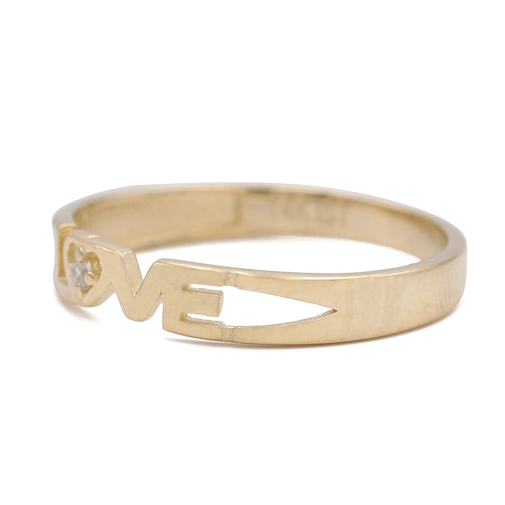 14K Yellow Gold Love Monogram Fashion Ring with Cubic Zirconias