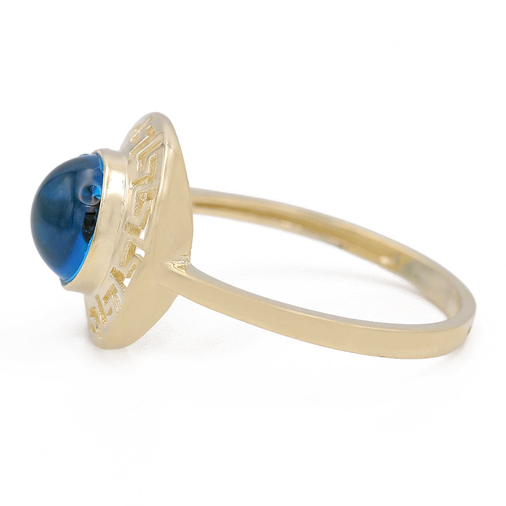 14K Yellow Gold Fashion Blue Evil Eye Ring