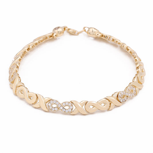 14K Yellow Gold Fashion Infinity Links with Cubic Zirconias