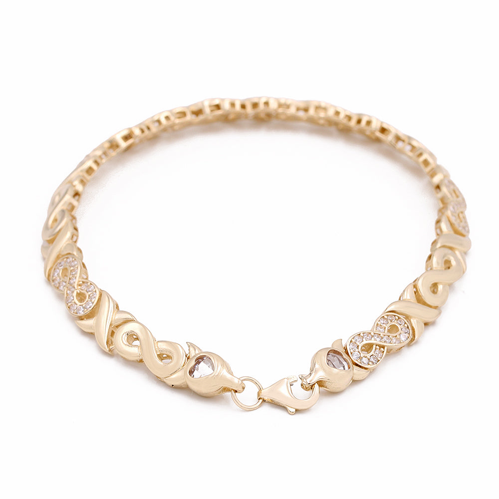 14K Yellow Gold Fashion Infinity Links with Cubic Zirconias