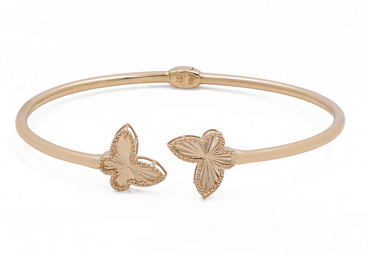 14K Yellow Gold Fashion Women's Butterfly Bracelet