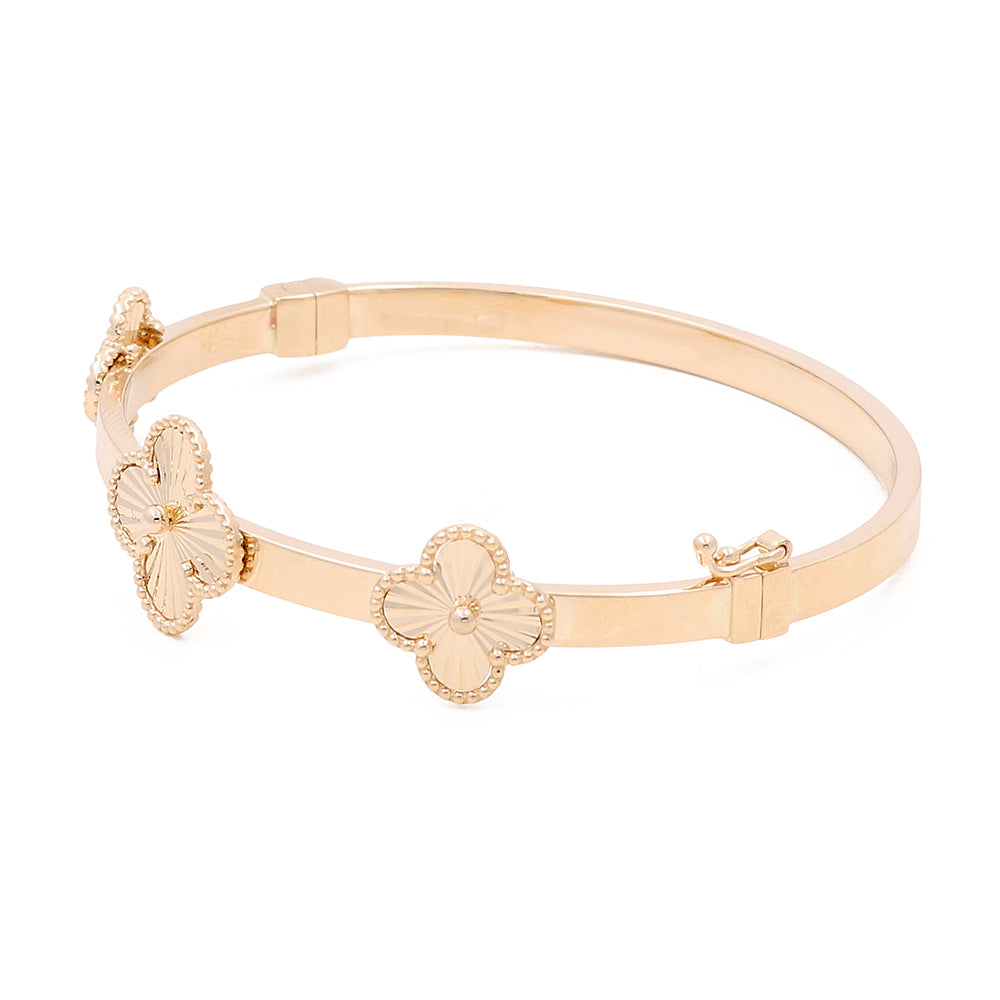 14K Yellow Gold Fashion Flowers Bracelet