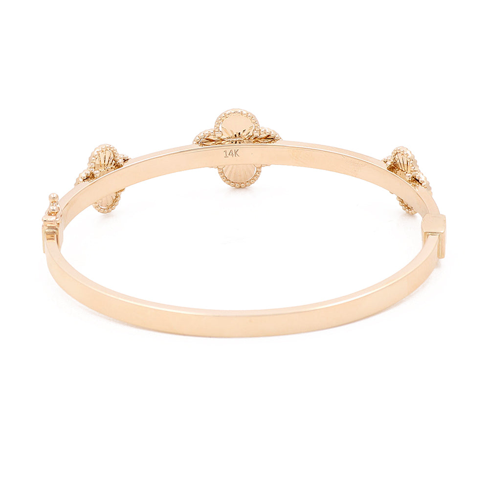 14K Yellow Gold Fashion Flowers Bracelet