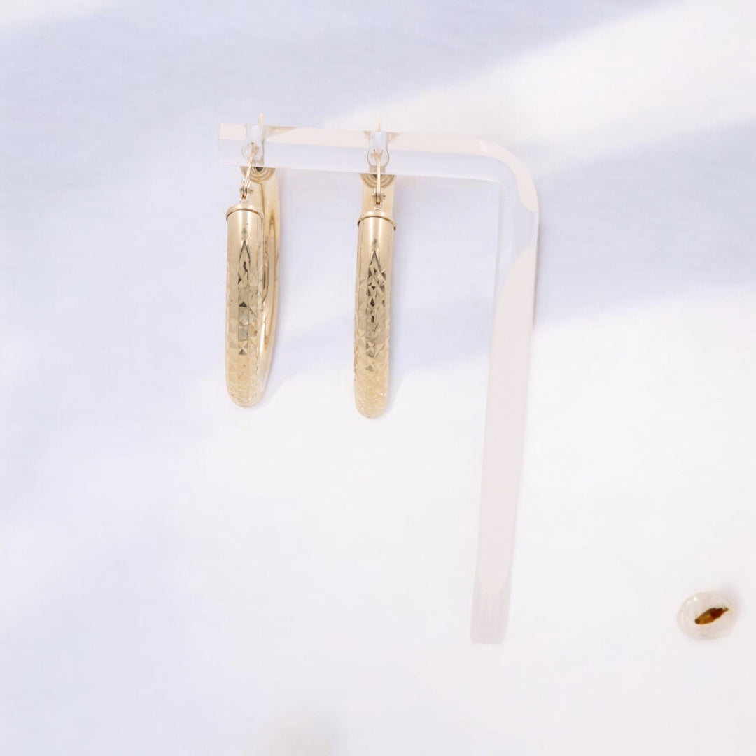 10K Yellow Gold Fashion Hoop Earrings