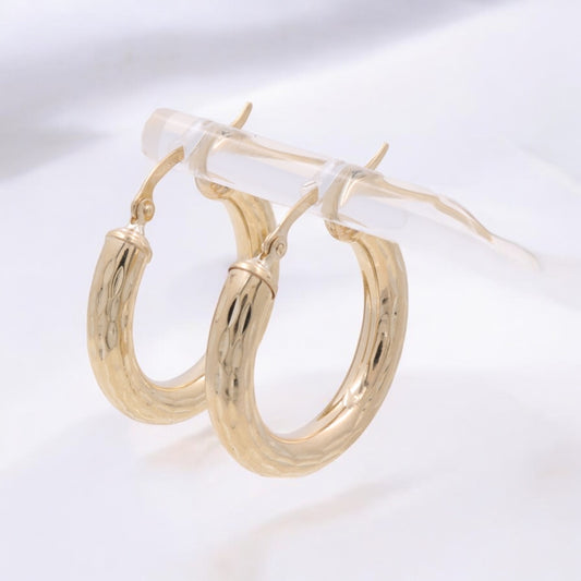 10K Yellow Gold Fashion Hoop Earrings
