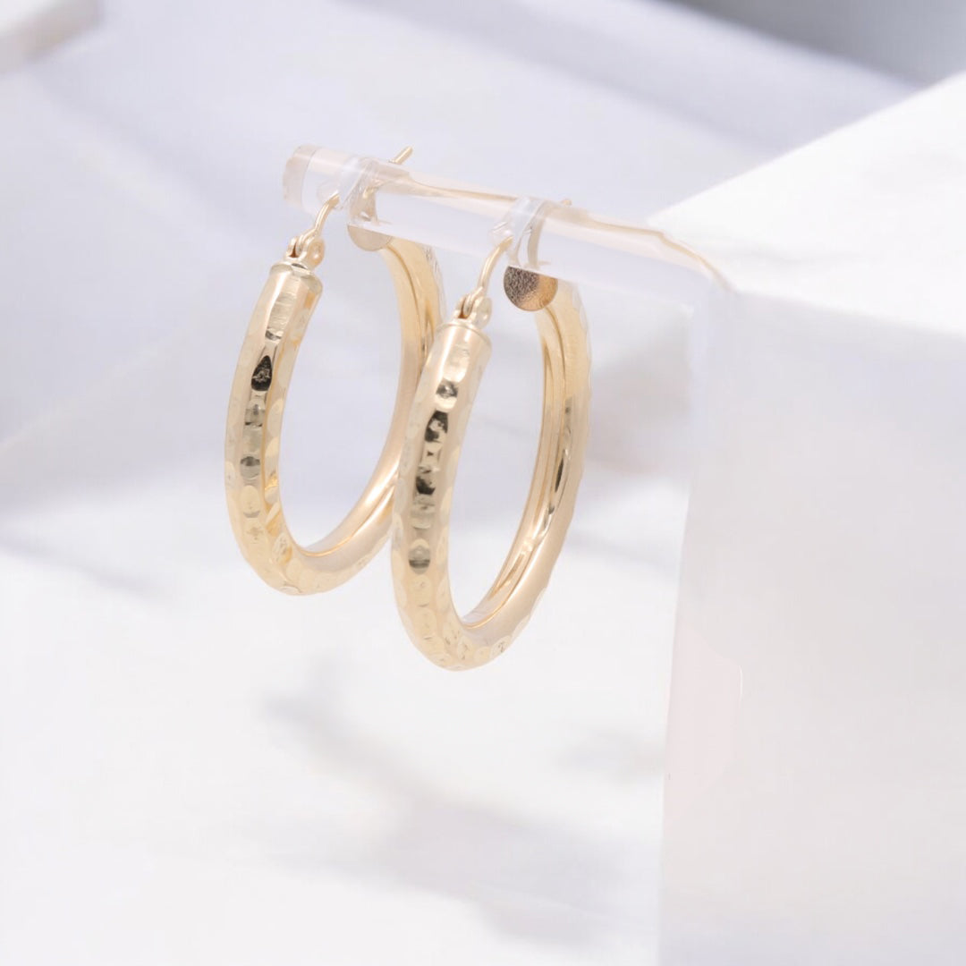 10K Yellow Gold Fashion Hoop Earrings