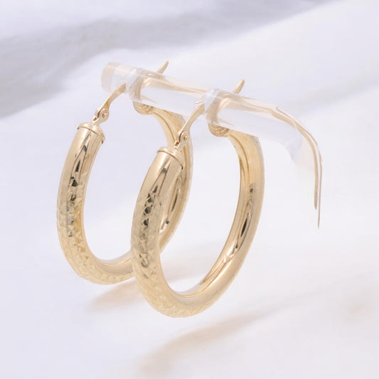 10K Yellow Gold Fashion Hoop Earrings