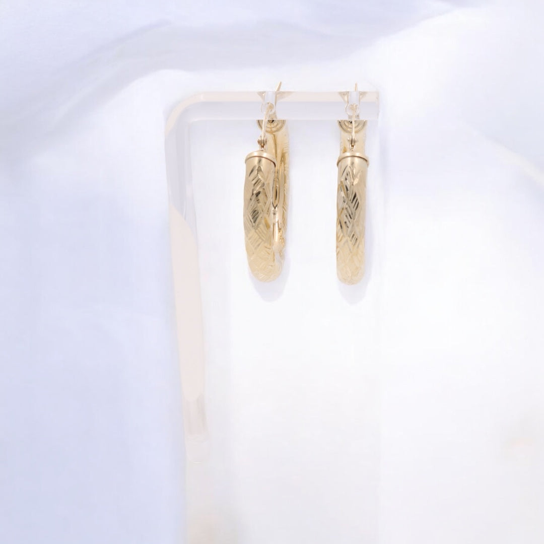 10K Yellow Gold Fashion Hoop Earrings