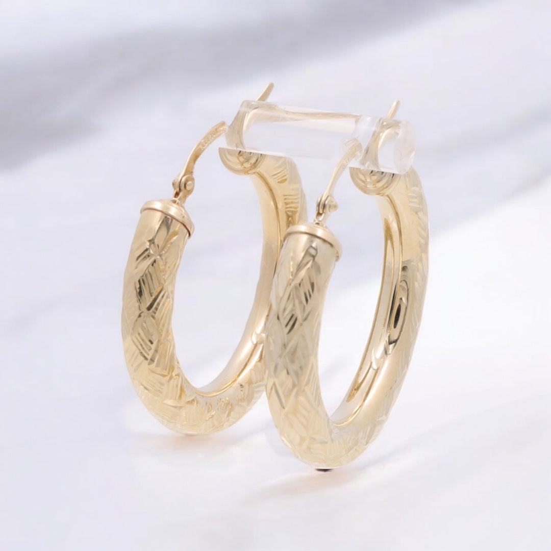 10K Yellow Gold Fashion Hoop Earrings