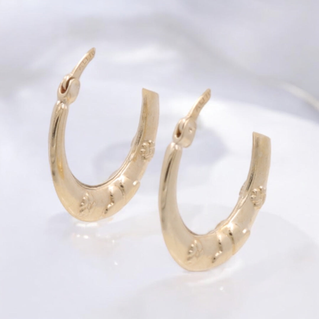10K Yellow Gold Fashion Hoop Earrings