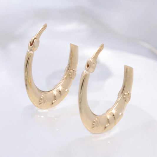 10K Yellow Gold Fashion Hoop Earrings