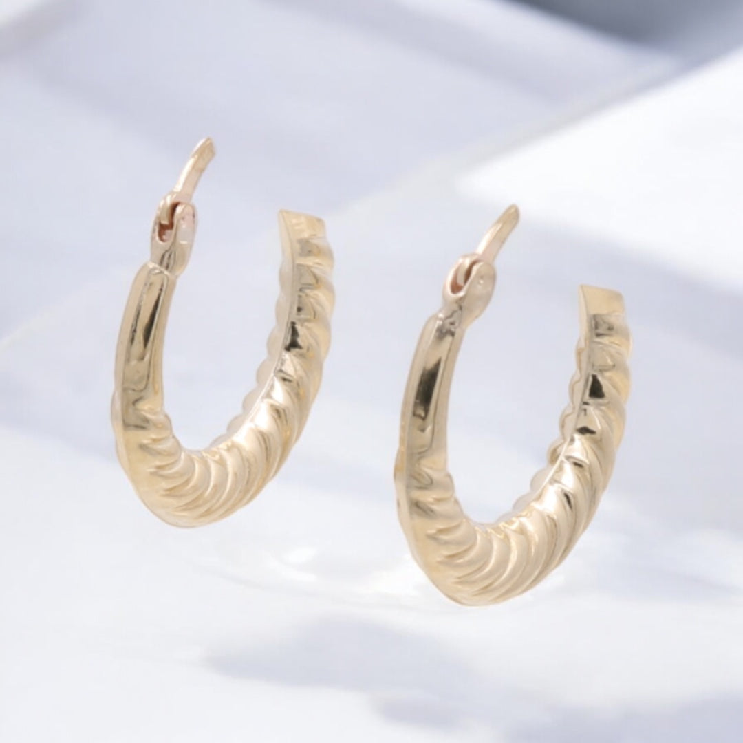 10K Yellow Gold Fashion Hoop Earrings