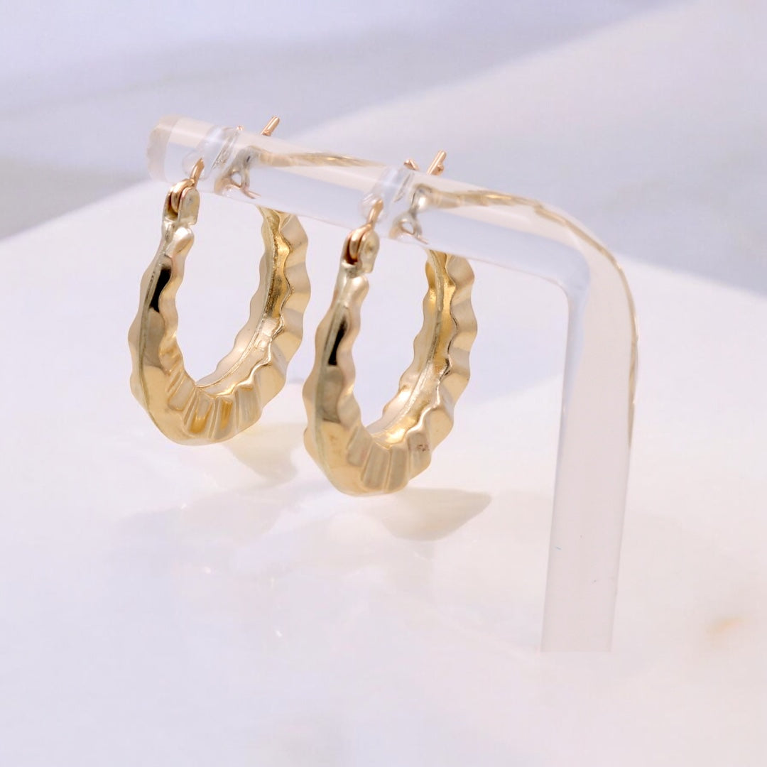 10K Yellow Gold Fashion Hoop Earrings