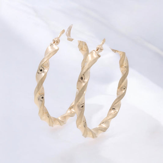10K Yellow Gold Twist Hoop Earrings