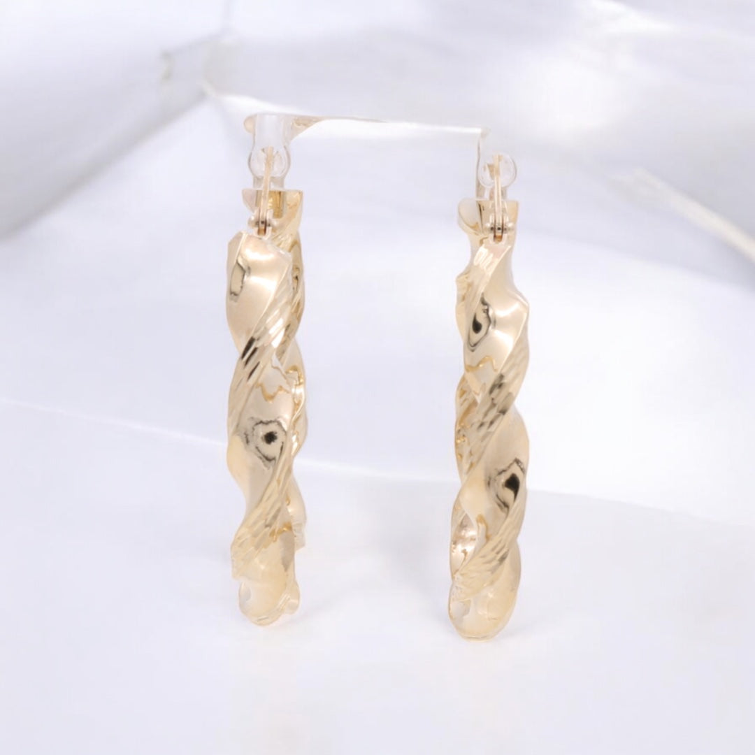 10K Yellow Gold Twist Hoop Earrings