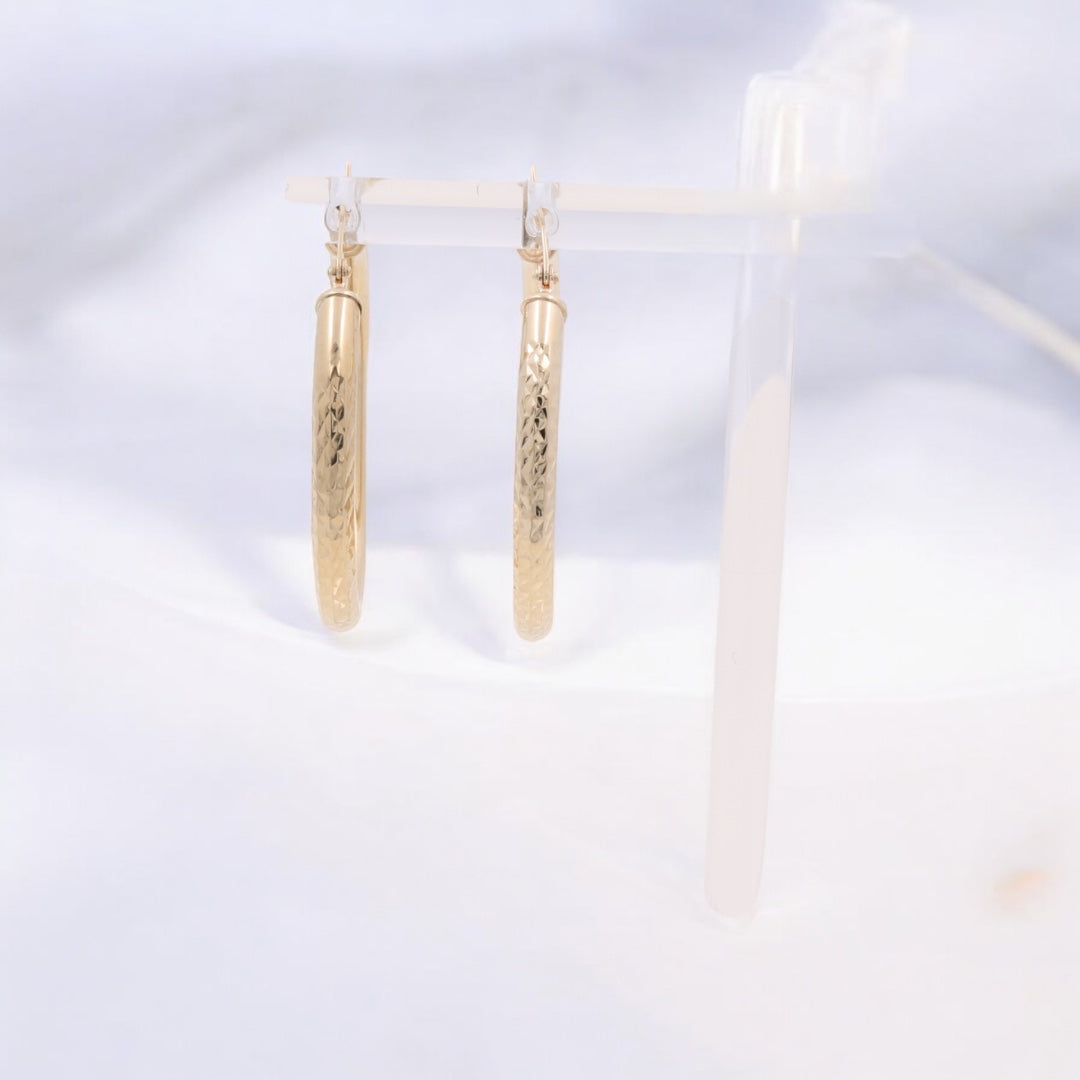 14K Yellow Gold Fashion Hoops Earrings