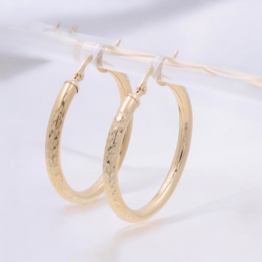14K Yellow Gold Fashion Hoops Earrings