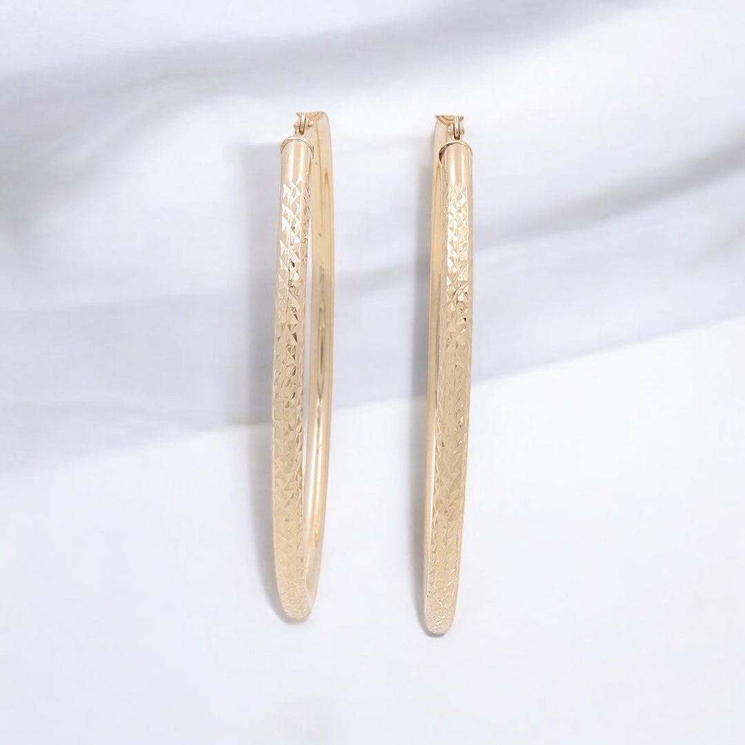 14K Yellow Gold Fashion Hoops Earrings