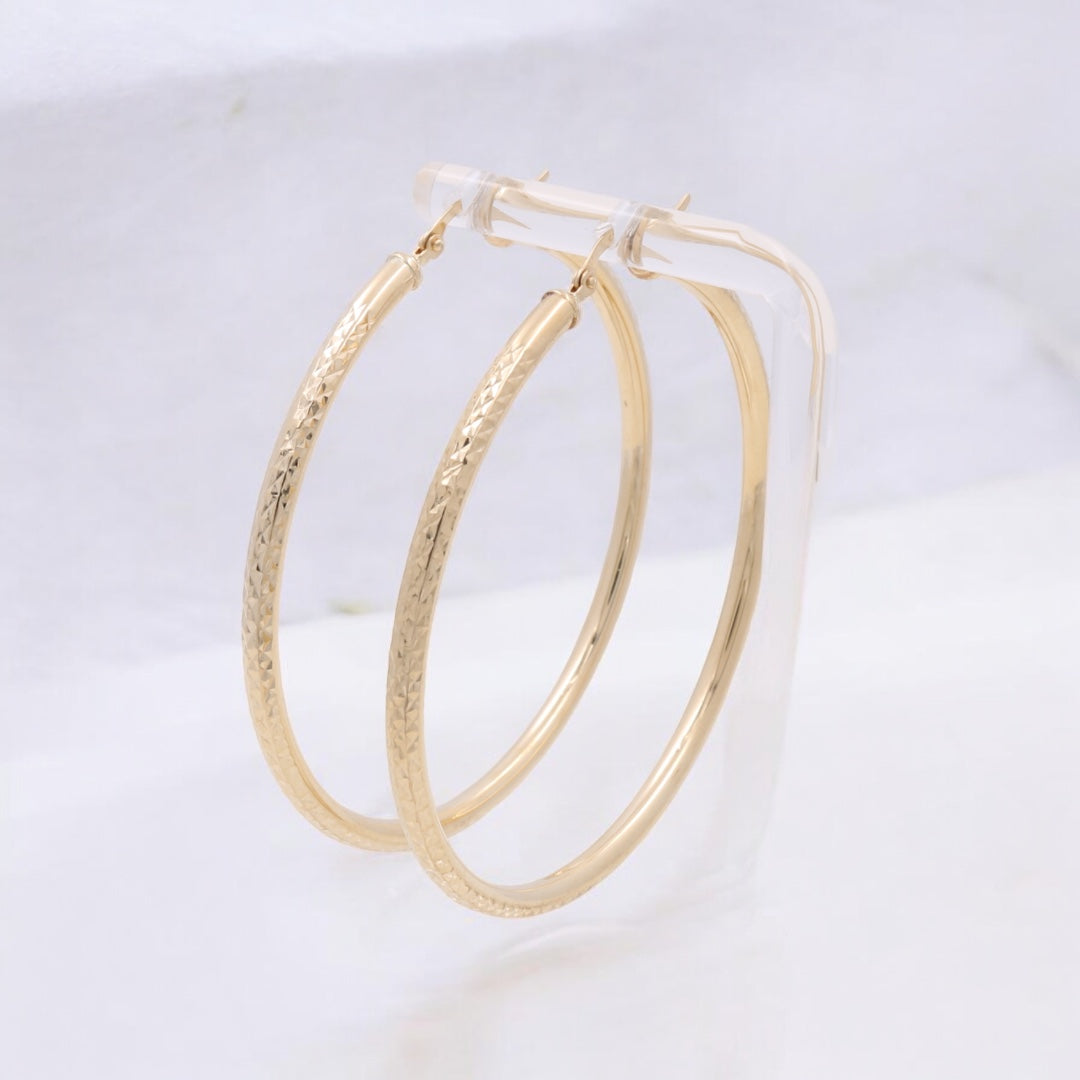 14K Yellow Gold Fashion Hoops Earrings