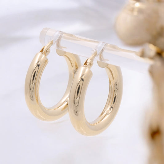 14K Yellow Gold Fashion Hoops Earrings