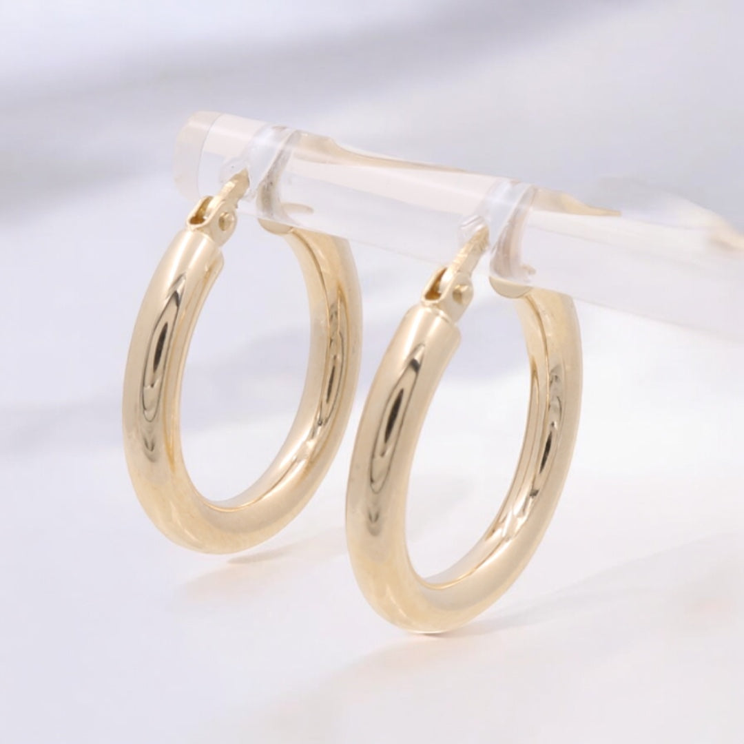 14K Yellow Gold Fashion Hoops Earrings