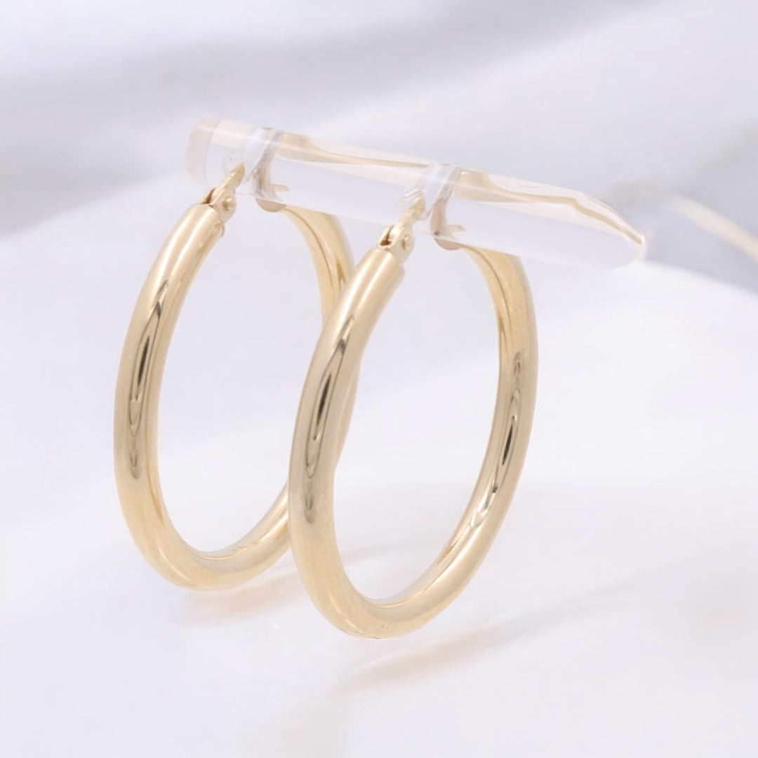 14K Yellow Gold Fashion Hoops Earrings
