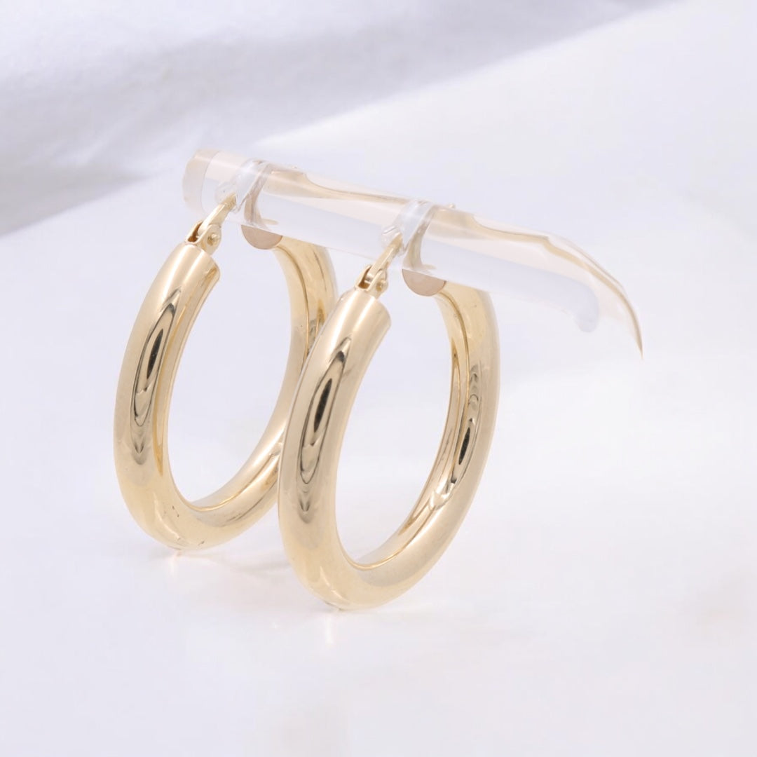 14K Yellow Gold Fashion Hoops Earrings
