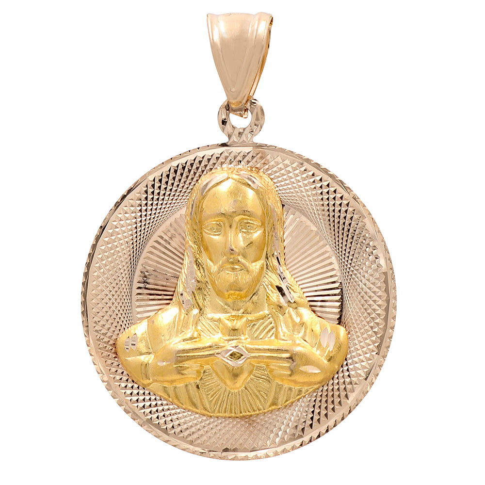 14K Yellow and Rose Gold Double Sided Round Pendant