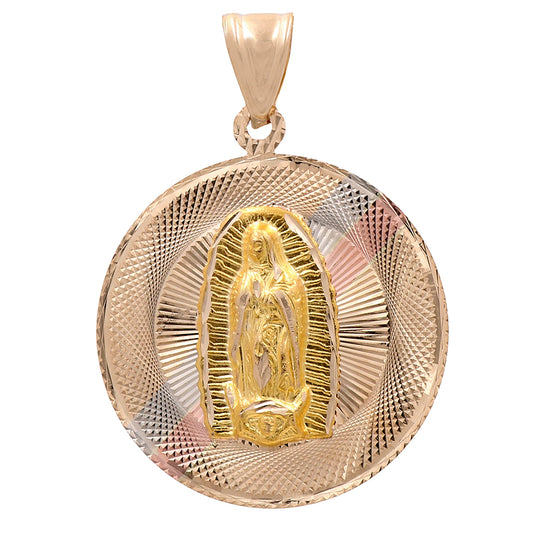 14K Yellow and Rose Gold Double Sided Round Pendant