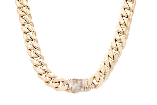 Semi-Solid Cuban Link Chain with Cubic Zirconias