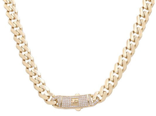 14K Yellow Gold Fashion Semi-Solid Monaco Link Necklace