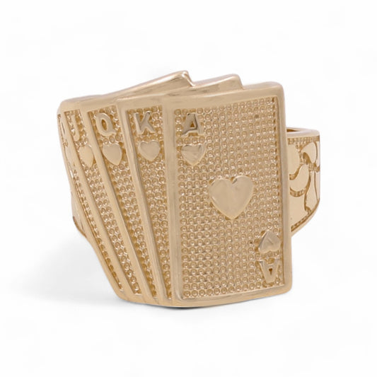 14K Yellow Gold Men's Deck of Cards Ring