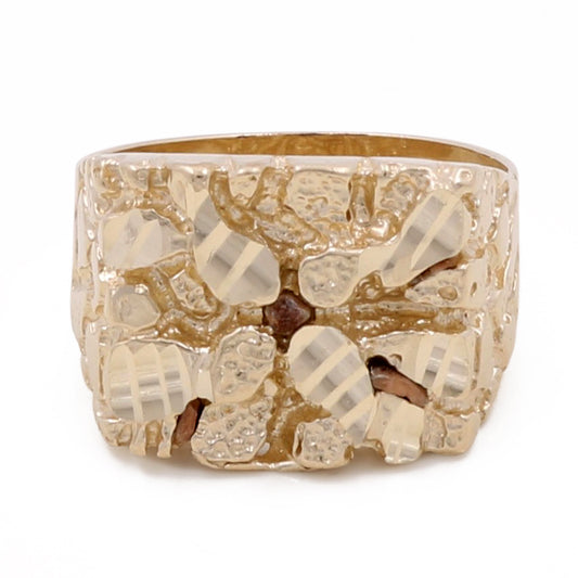 14K Yellow Gold Men's Nugget Ring