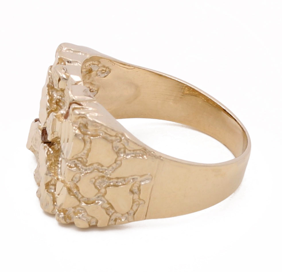 14K Yellow Gold Men's Nugget Ring
