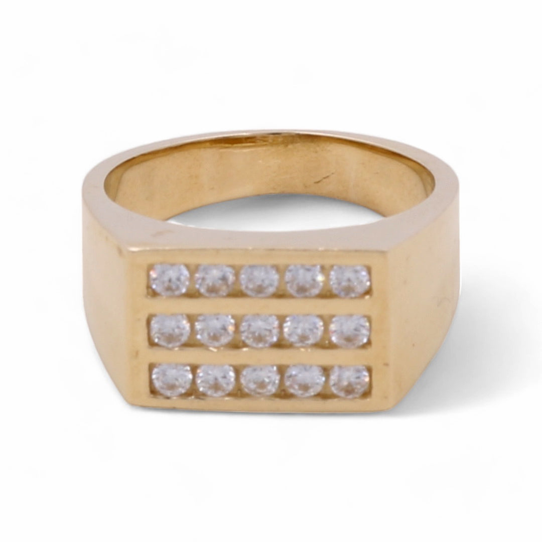14K Yellow Gold Men's with Cubic Zirconias Ring