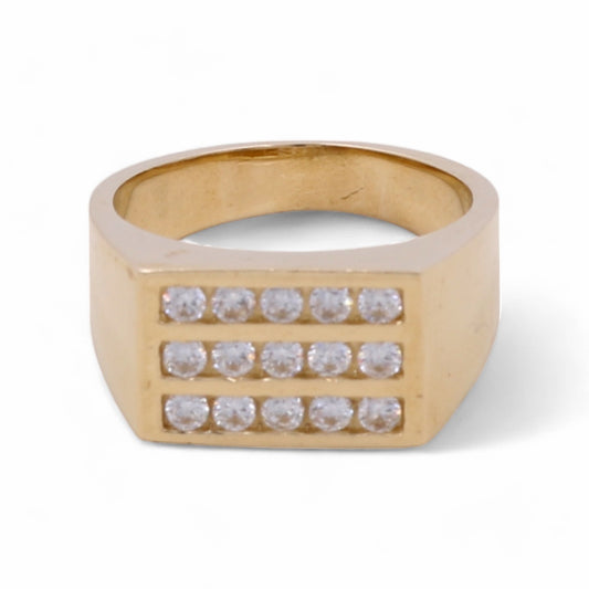 14K Yellow Gold Men's with Cubic Zirconias Ring