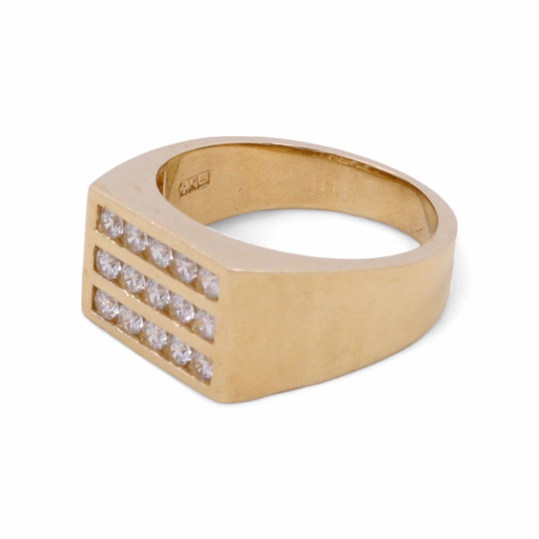 14K Yellow Gold Men's with Cubic Zirconias Ring