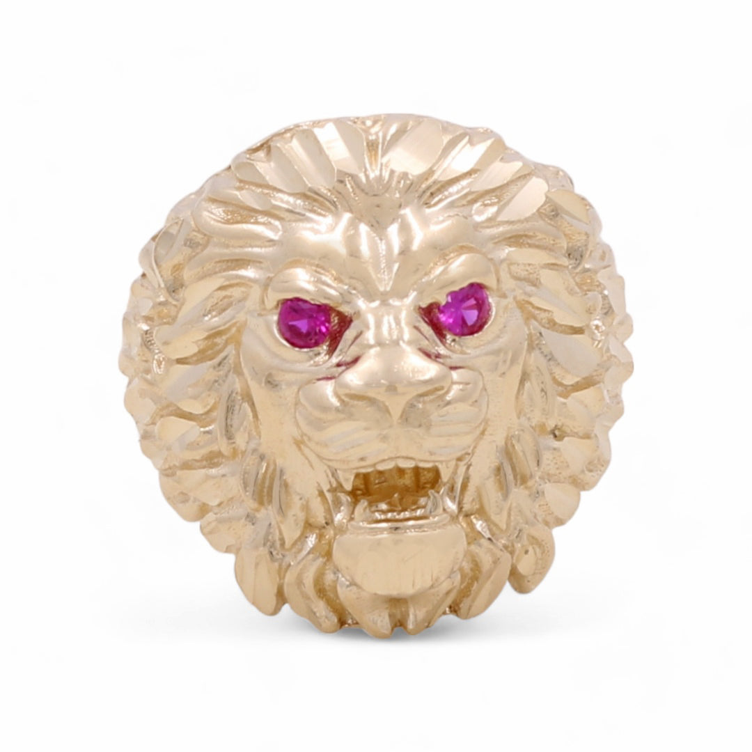 14K Yellow Gold Men's Lion Ring