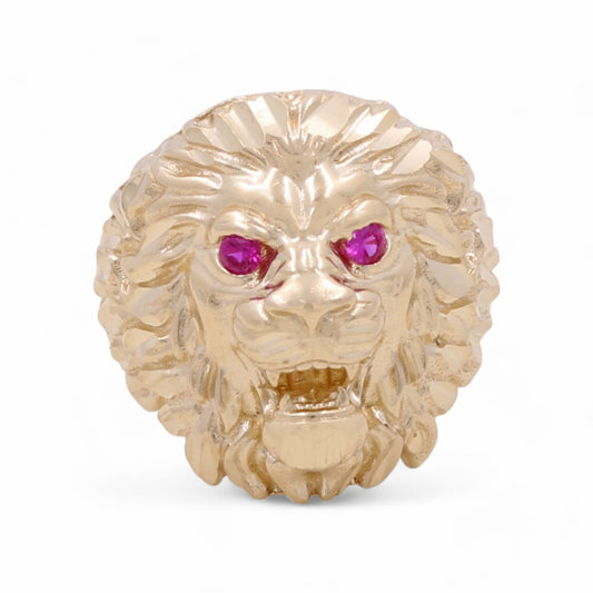 14K Yellow Gold Men's Lion Ring
