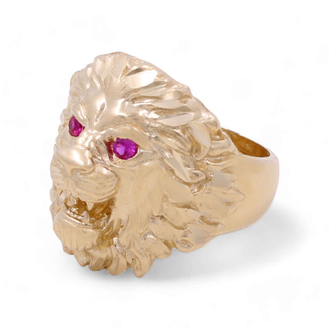 14K Yellow Gold Men's Lion Ring