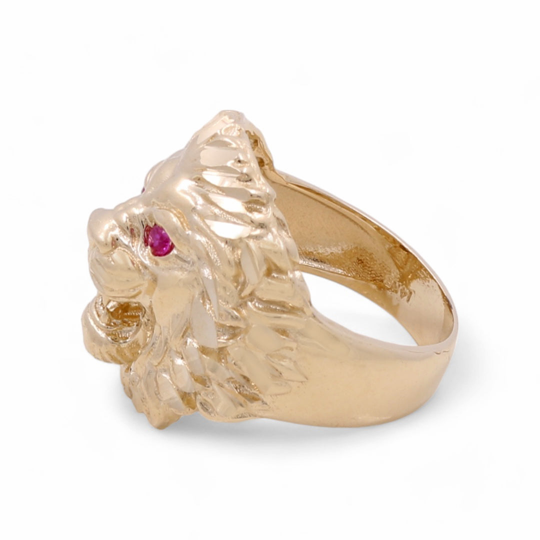 14K Yellow Gold Men's Lion Ring