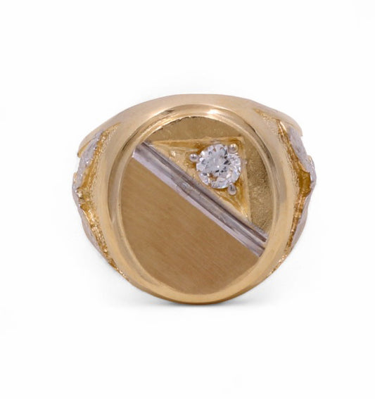 14K Yellow Gold Men's Eagle with Cubic Zirconias Ring