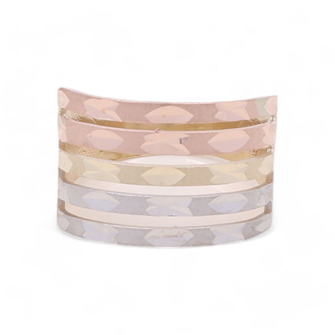 14K Tricolor Gold Fashion Stacked Ring