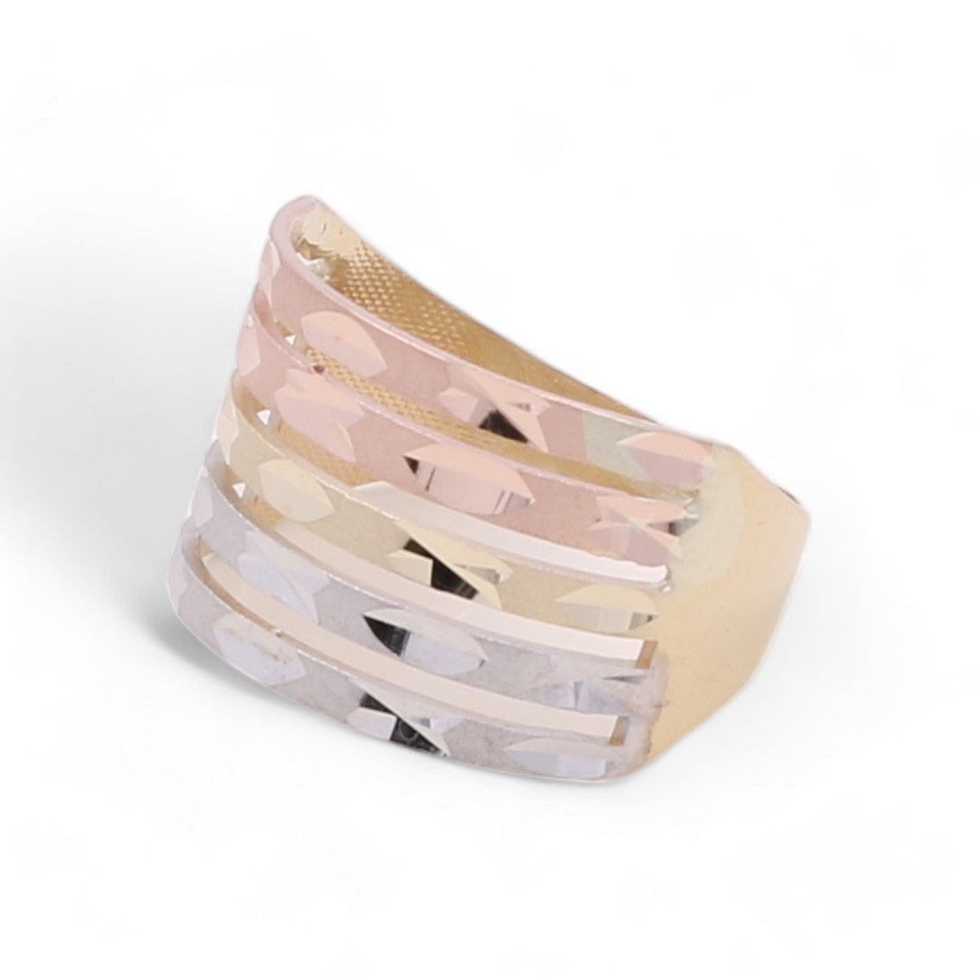 14K Tricolor Gold Fashion Stacked Ring