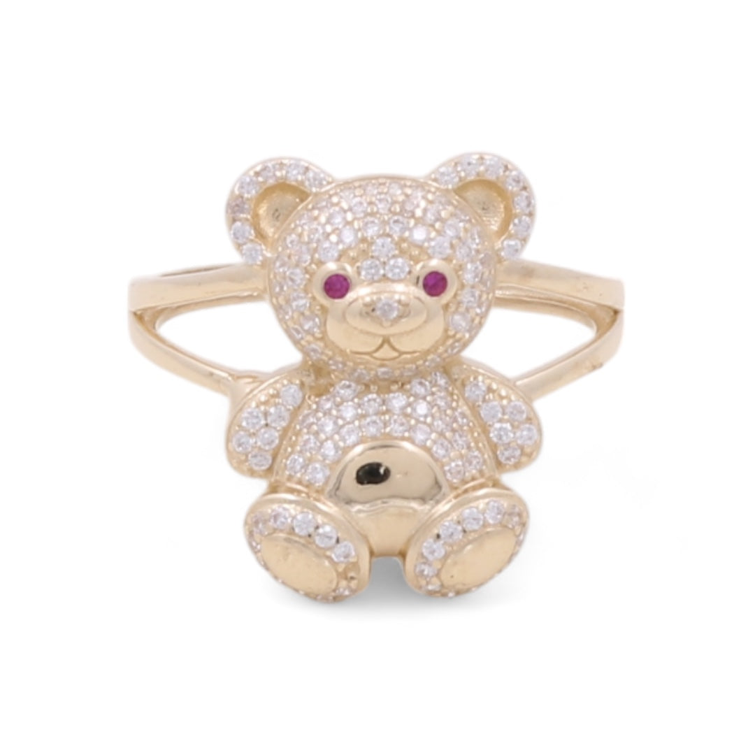 14K Yellow Gold Fashion Teddy Bear Ring