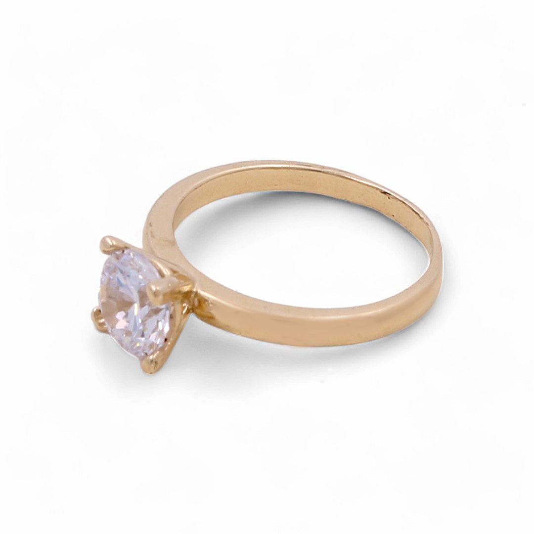 14K Yellow Gold Fashion Bridal Ring with Center Stone and Cubic Zirconias