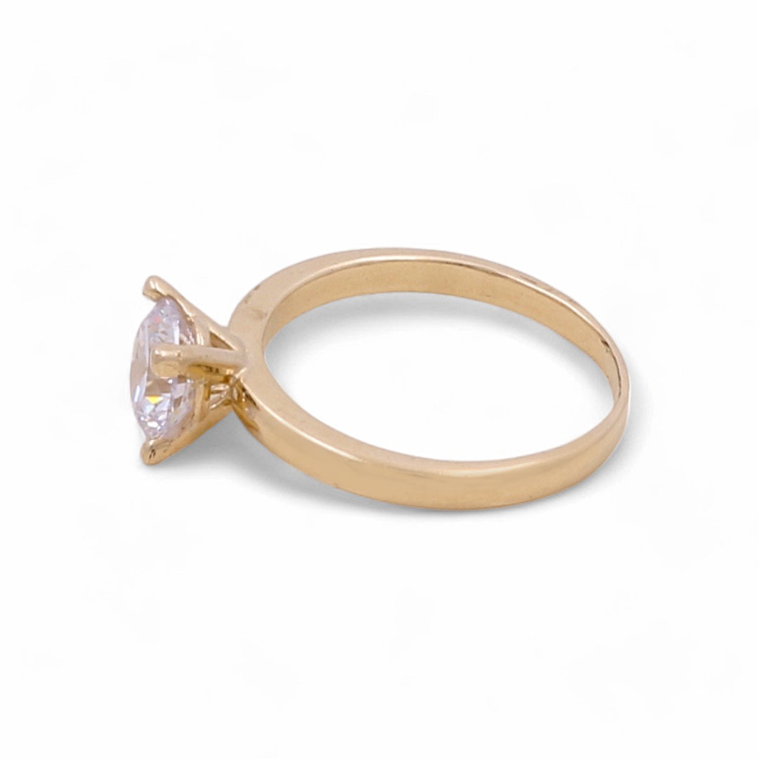 14K Yellow Gold Fashion Bridal Ring with Center Stone and Cubic Zirconias
