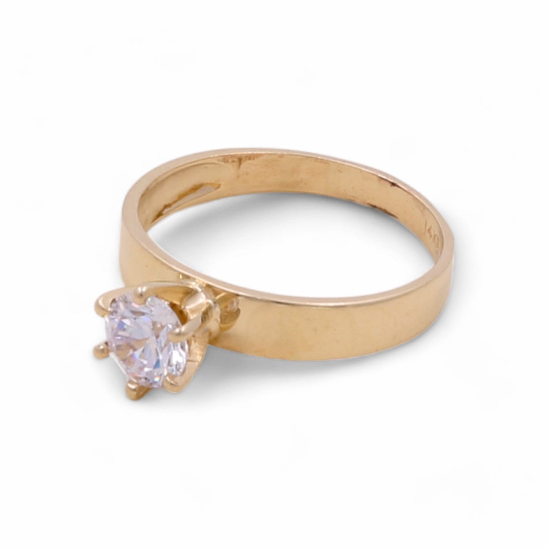14K Yellow Gold Fashion Bridal Ring with Center Stone and Cubic Zirconias