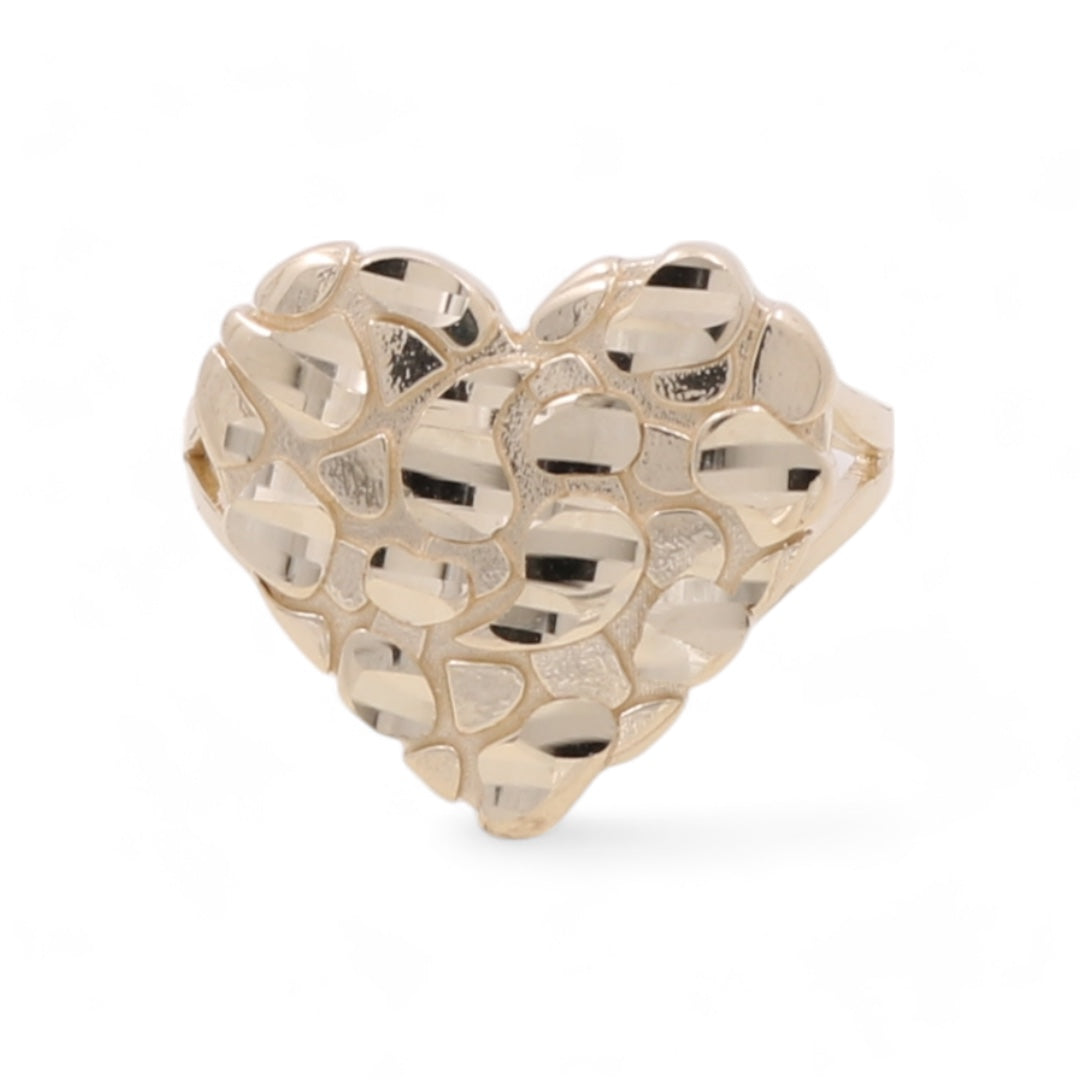 14K Yellow Gold Fashion Nugget Heart Ring
