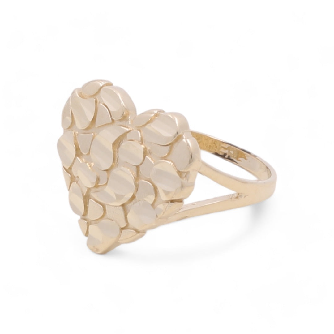 14K Yellow Gold Fashion Nugget Heart Ring